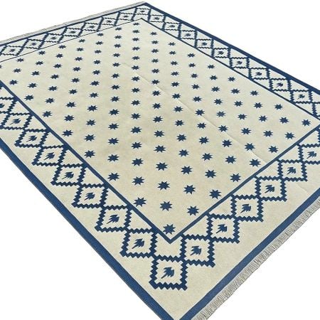 Handmade Natural Cotton Geometric Dhurrie For Living Room